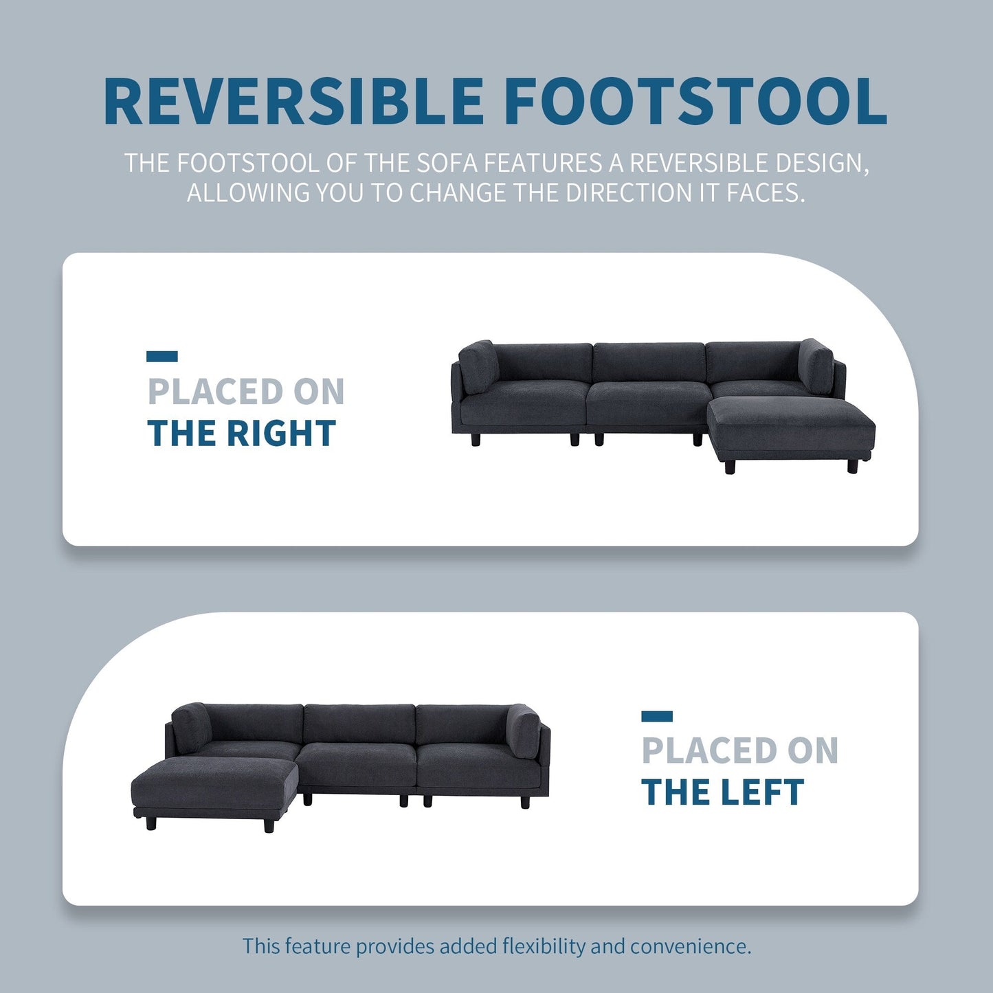 102.4'' L-Shaped Polyester Sectional Sofa with Reversible Footstool and Durable Legs