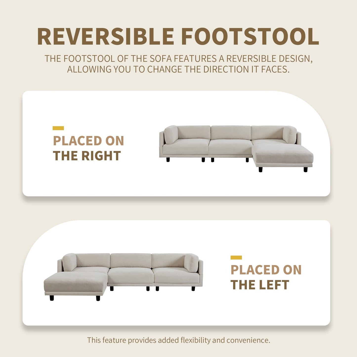 102.4'' L-Shaped Polyester Sectional Sofa with Reversible Ottoman, Plush Cushions, and Sturdy Plastic Base