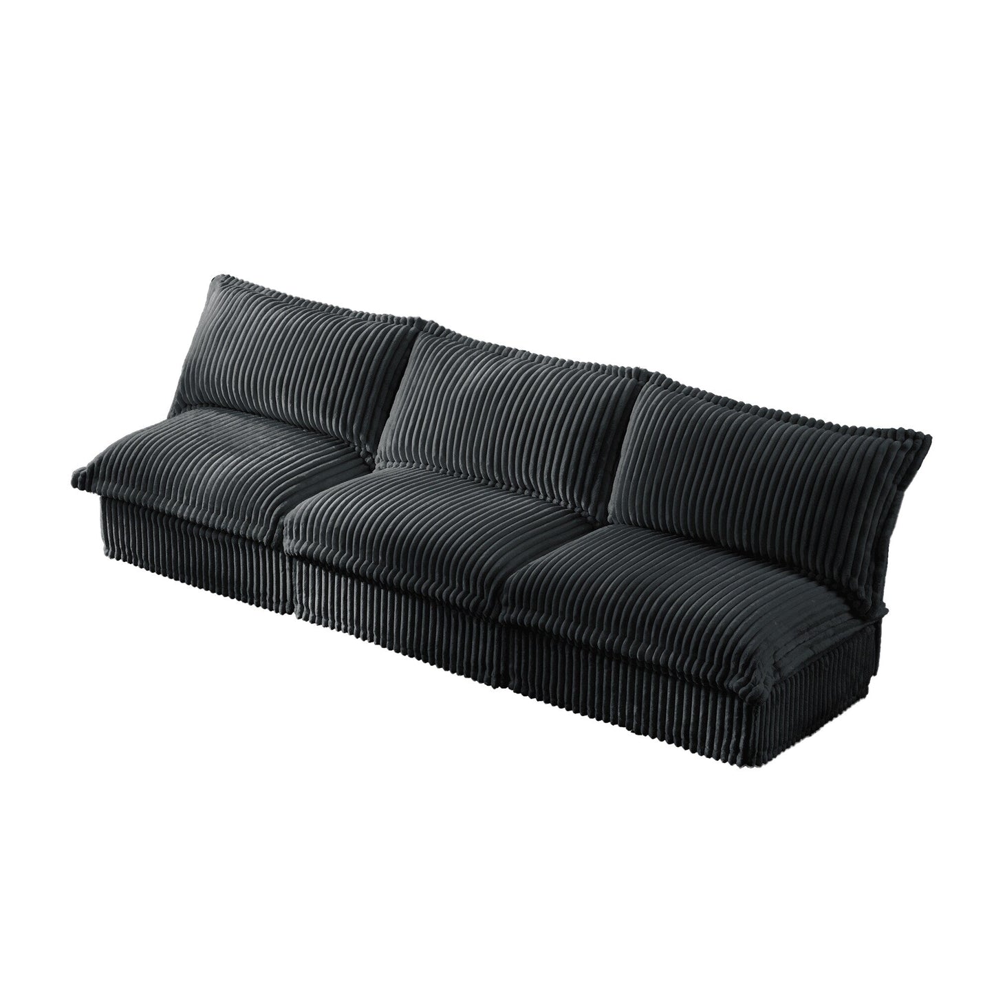 109.8 Corduroy Armless 3-Seater Sofa for living room and bedroom