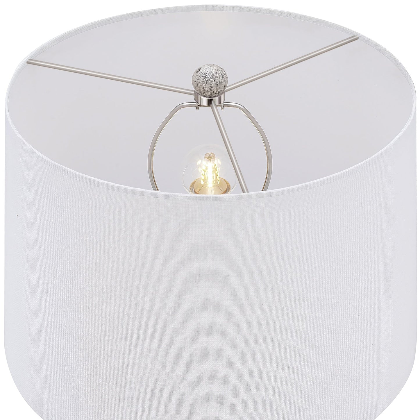 24.5-inch Washed Beige/Gold Farmhouse Table Lamp with White Linen Shade (Set of 2) - 24.5 H