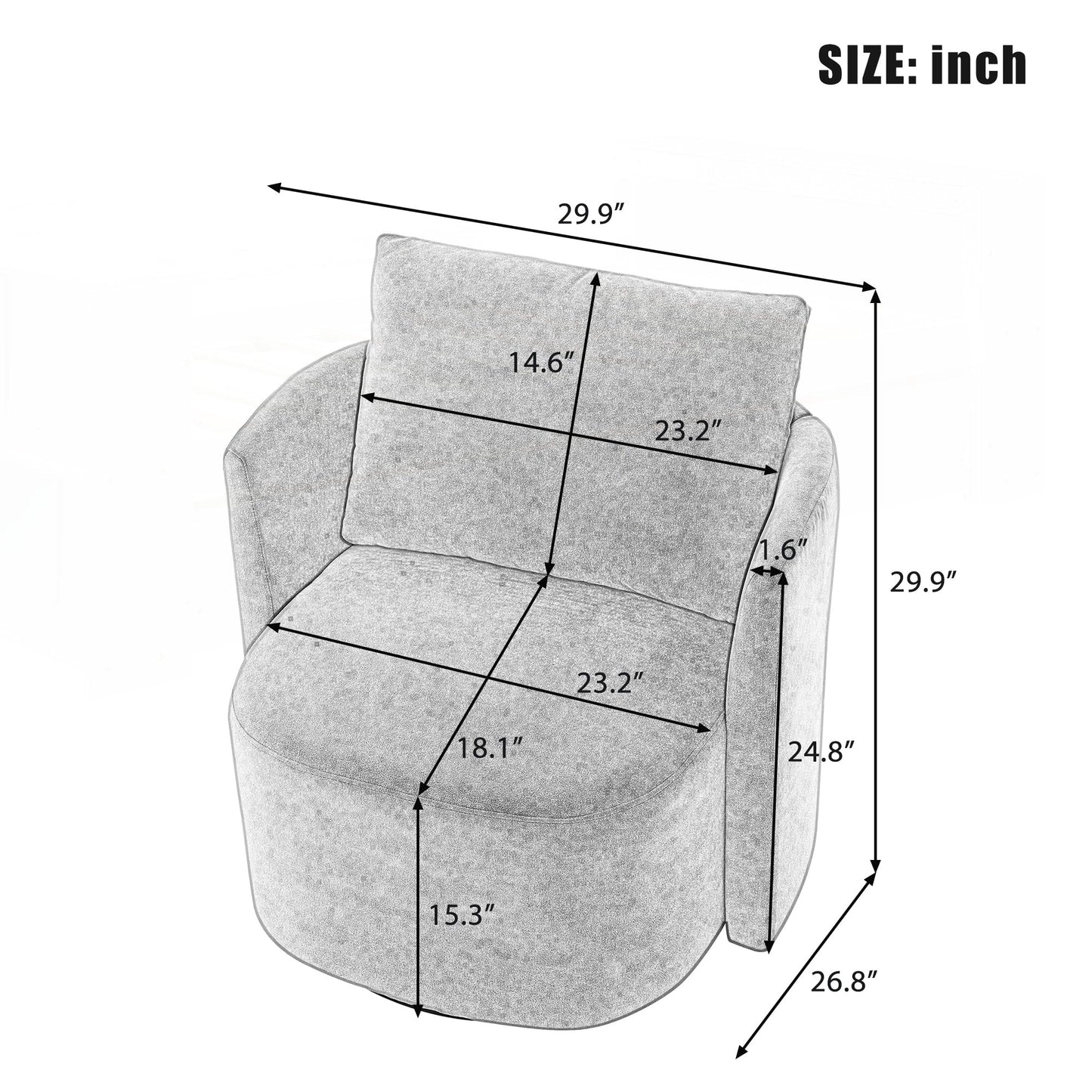 29.9inch Accent Barrel Armchair