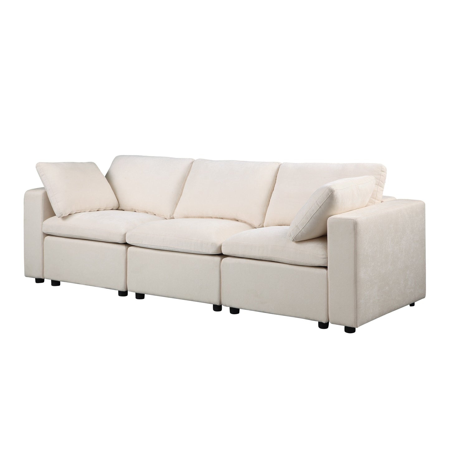 3-Piece Chenille Modular Sectional Sofa Set with Armless and Corner Chairs