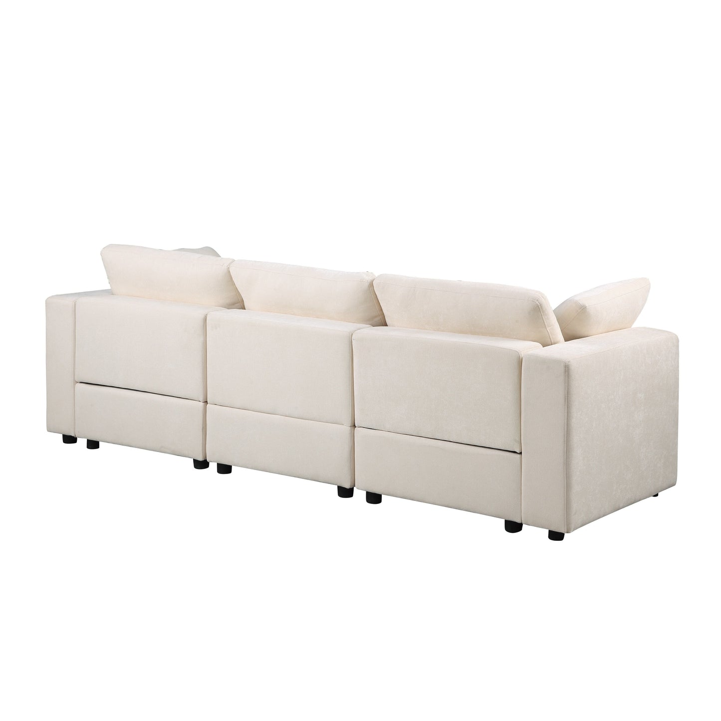 3-Piece Chenille Modular Sectional Sofa Set with Armless and Corner Chairs