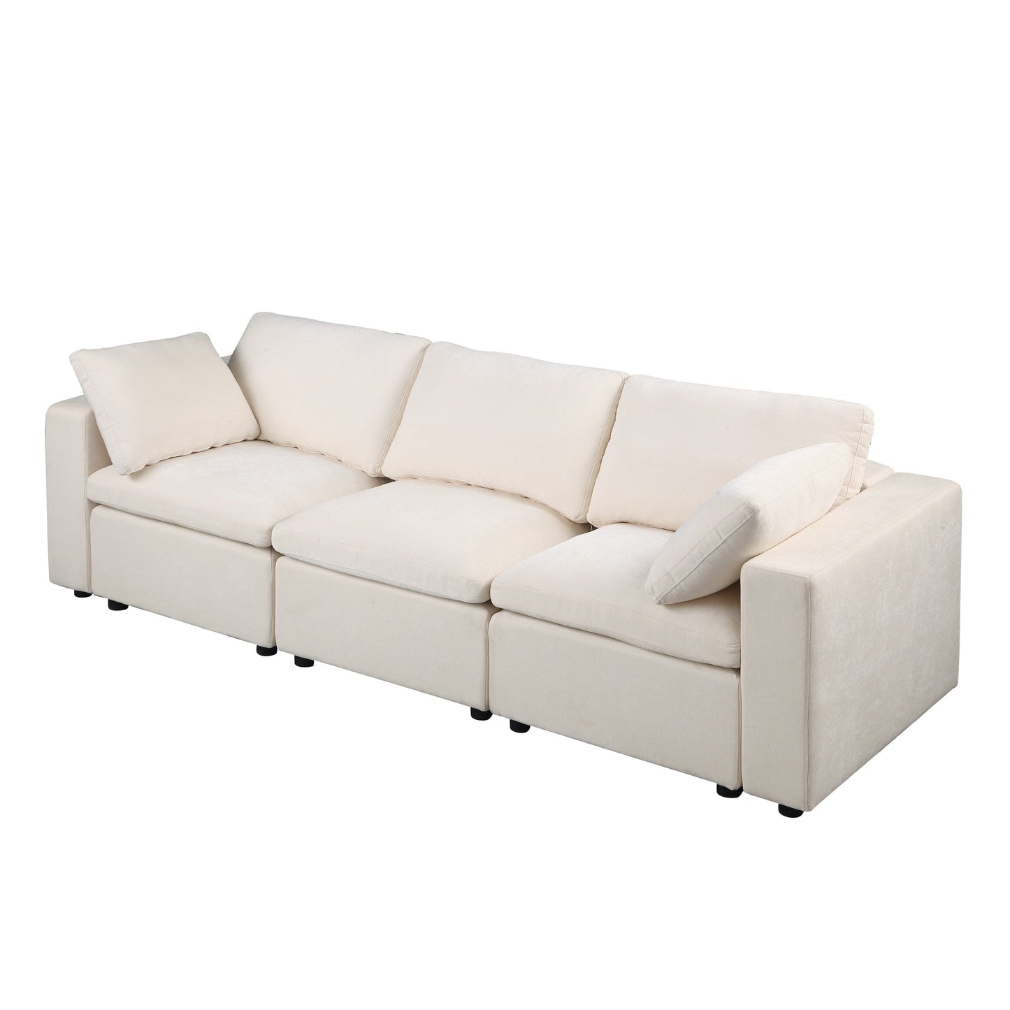 3-Piece Chenille Modular Sectional Sofa Set with Armless and Corner Chairs