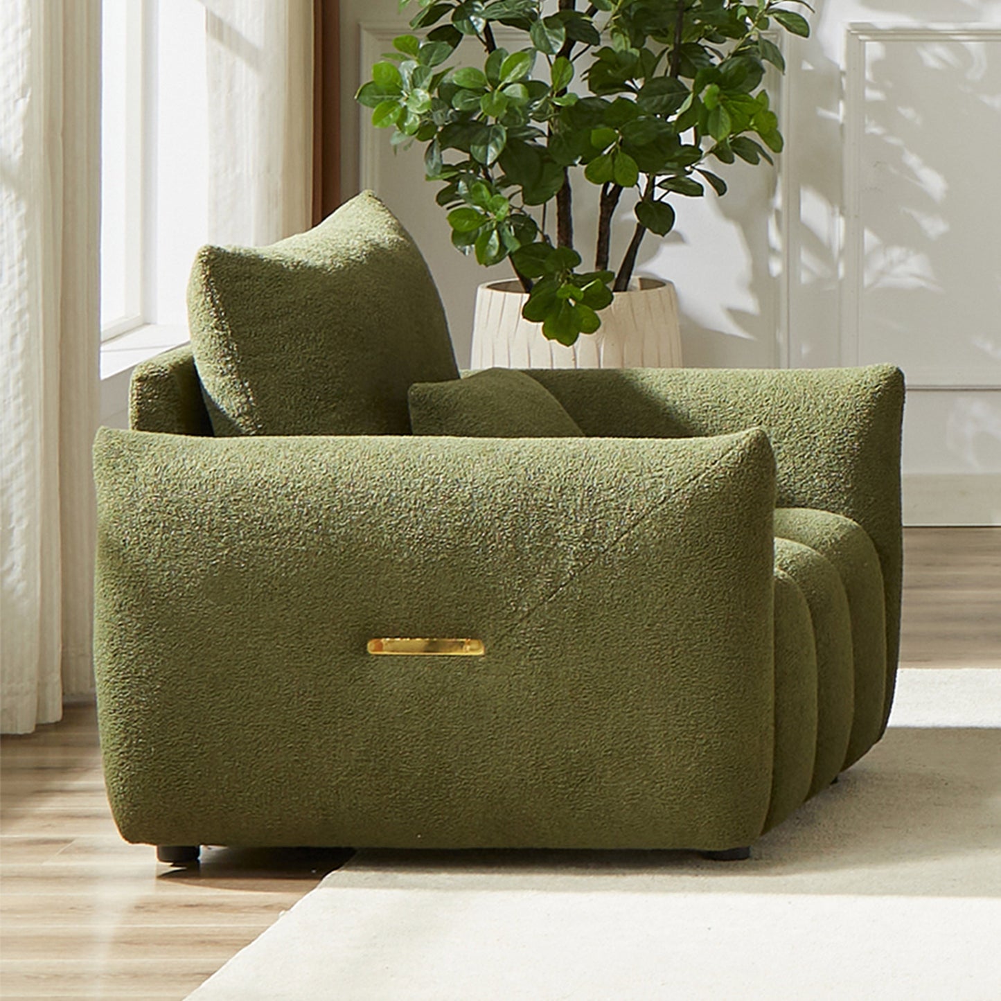 36.8'' Teddy Fabric Sofa, Modern Lounge Chair for Apartment, Office, Living Room and Bedroom green