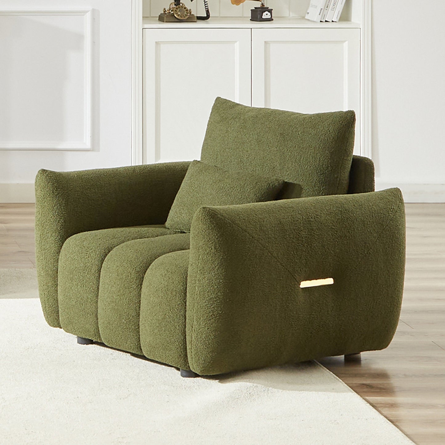 36.8'' Teddy Fabric Sofa, Modern Lounge Chair for Apartment, Office, Living Room and Bedroom green