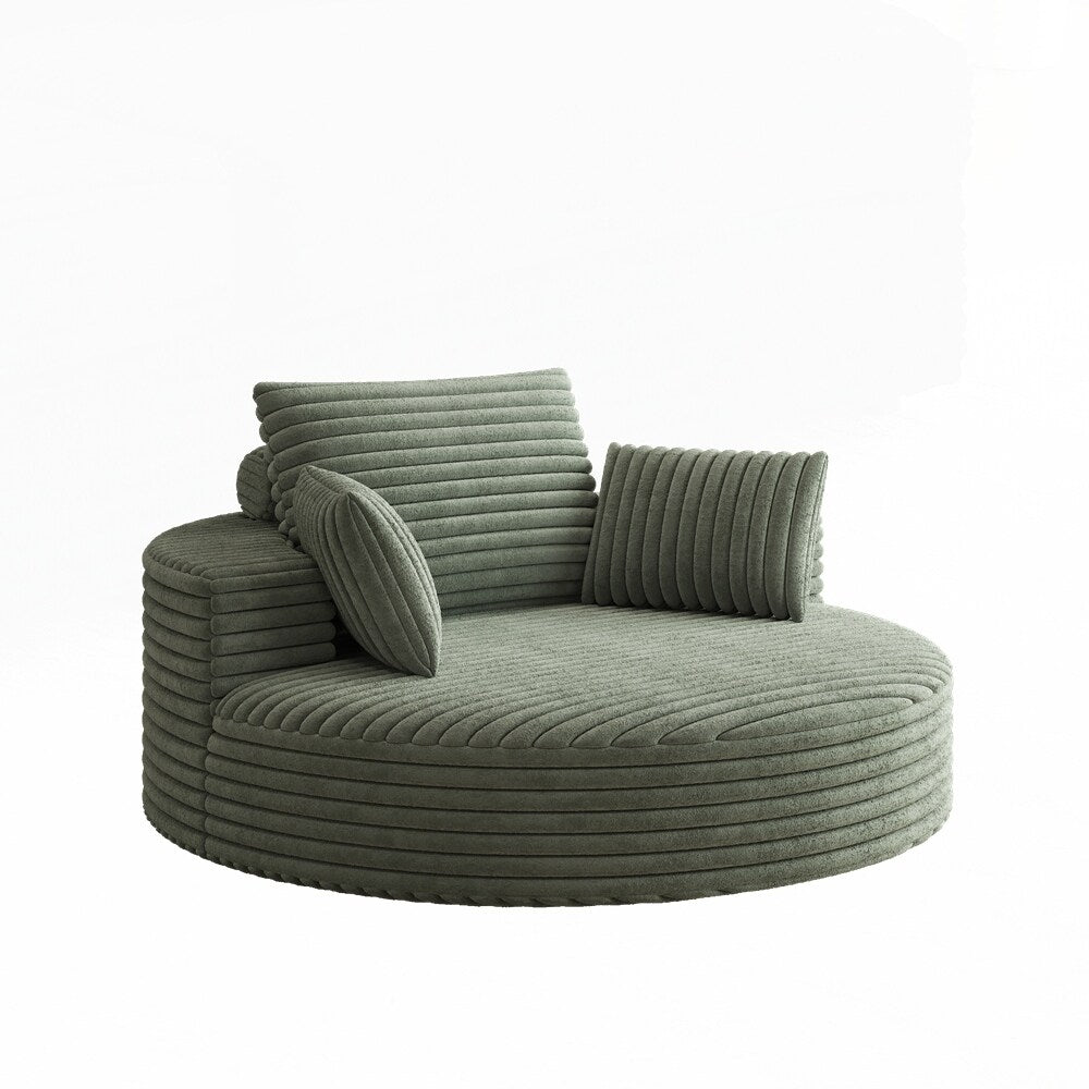 360 Degree Swivel Chair Corduroy Chenille Foam Single Sofa