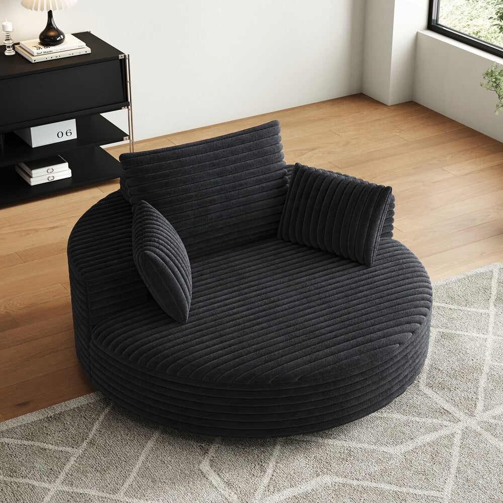 360 Degree Swivel Chair Corduroy Chenille Foam Single Sofa