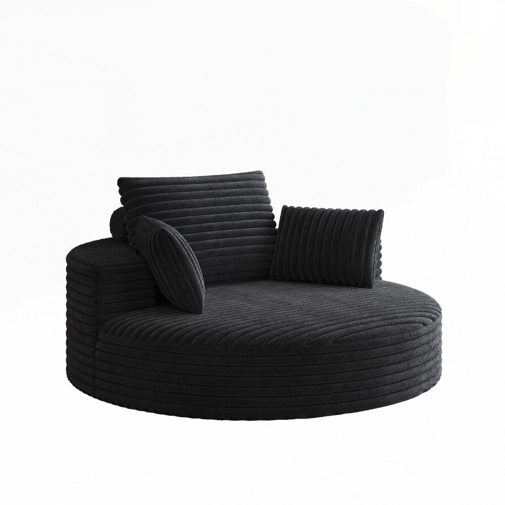 360 Degree Swivel Chair Corduroy Chenille Foam Single Sofa