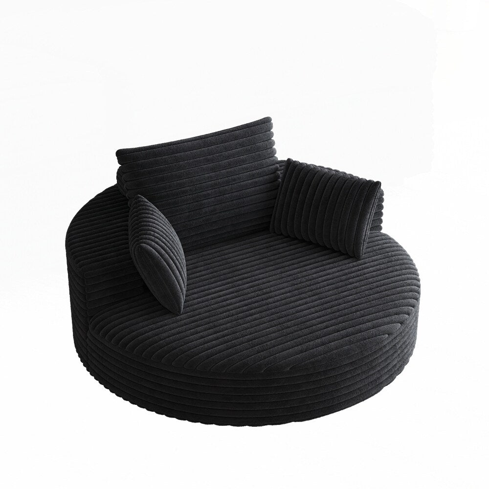 360 Degree Swivel Chair Corduroy Chenille Foam Single Sofa