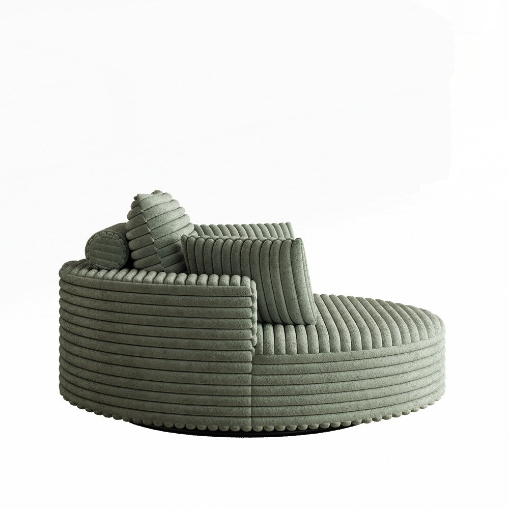 360 Degree Swivel Chair Corduroy Chenille Foam Single Sofa