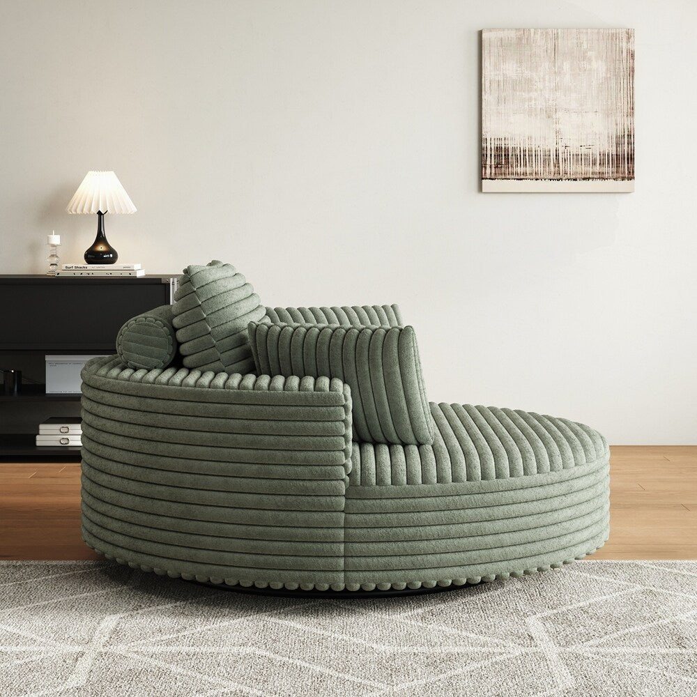 360 Degree Swivel Chair Corduroy Chenille Foam Single Sofa