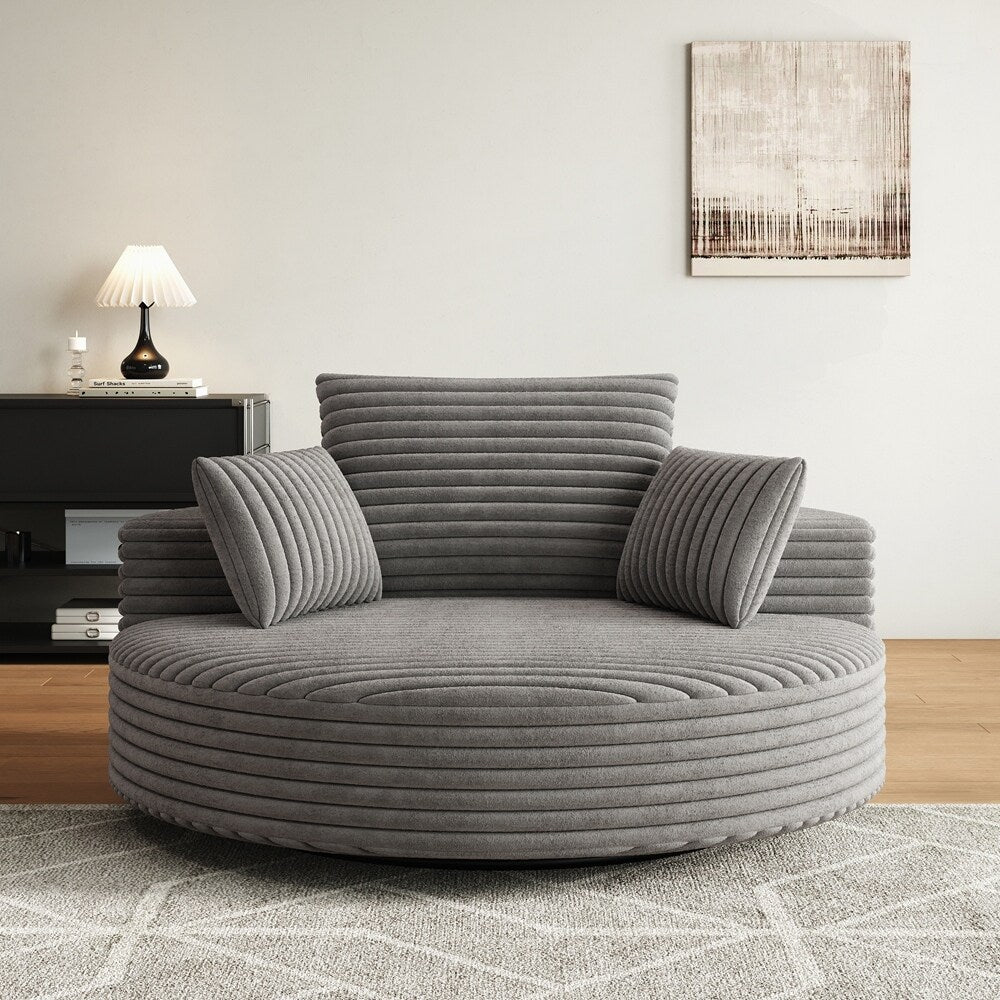 360 Degree Swivel Chair Corduroy Chenille Foam Single Sofa