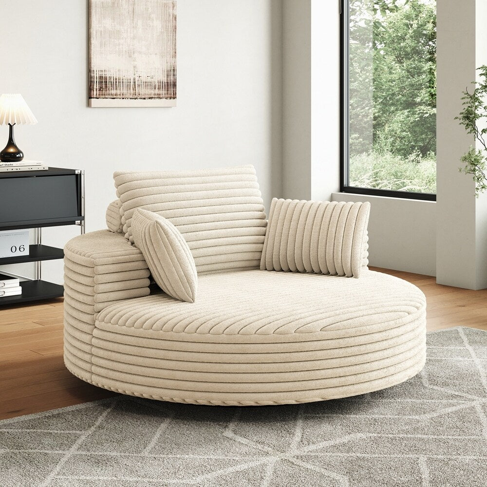 360 Degree Swivel Chair Corduroy Chenille Foam Single Sofa