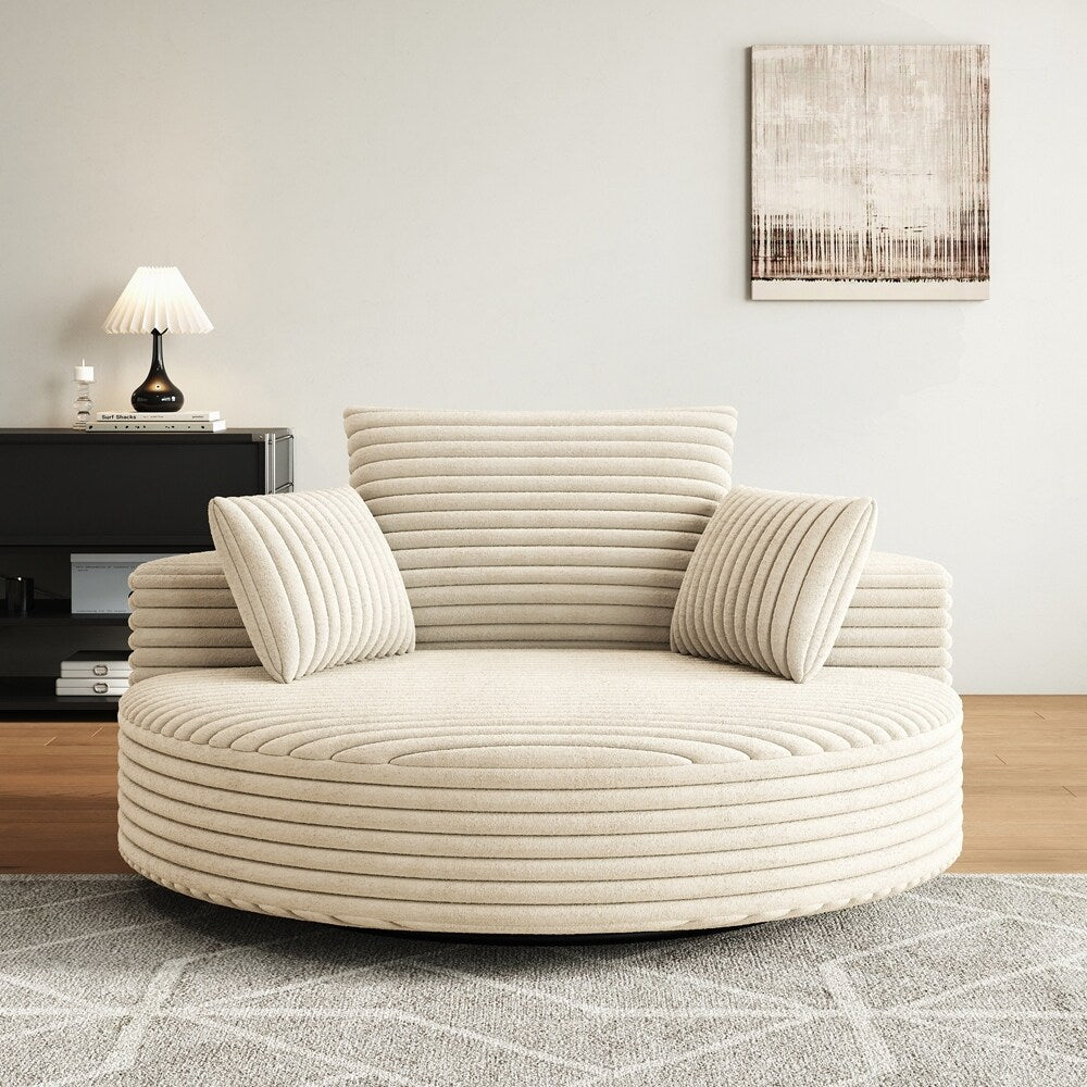360 Degree Swivel Chair Corduroy Chenille Foam Single Sofa