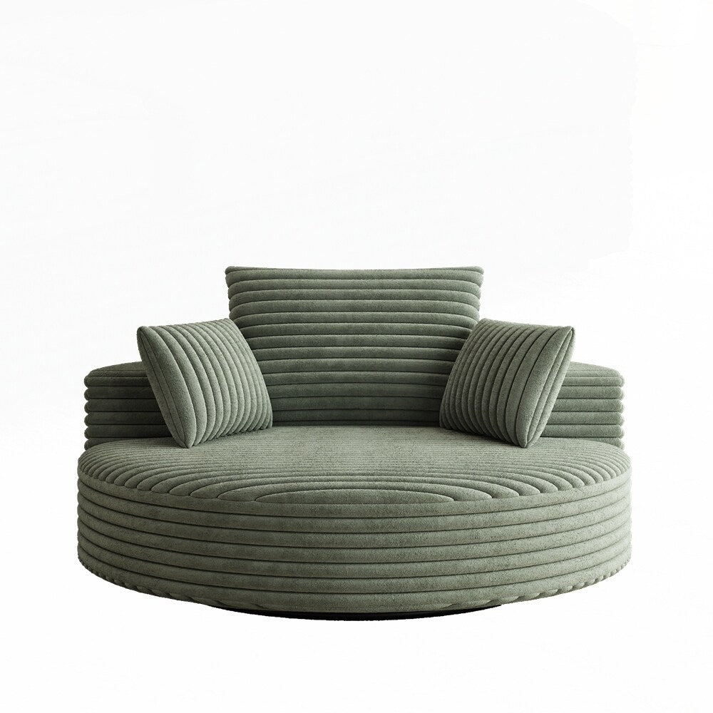 360 Degree Swivel Chair Corduroy Chenille Foam Single Sofa
