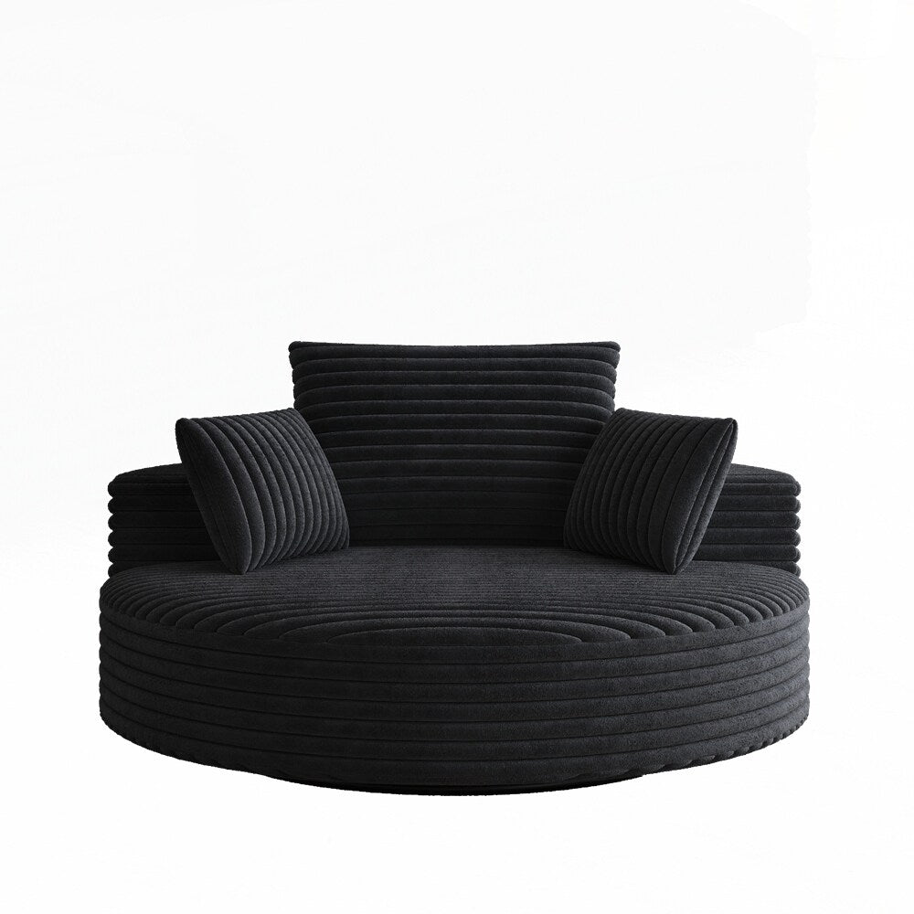 360 Degree Swivel Chair Corduroy Chenille Foam Single Sofa