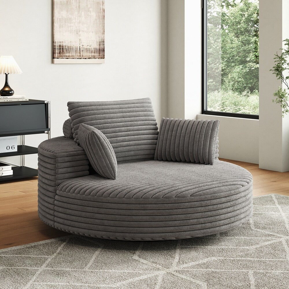 360 Degree Swivel Chair Corduroy Chenille Foam Single Sofa