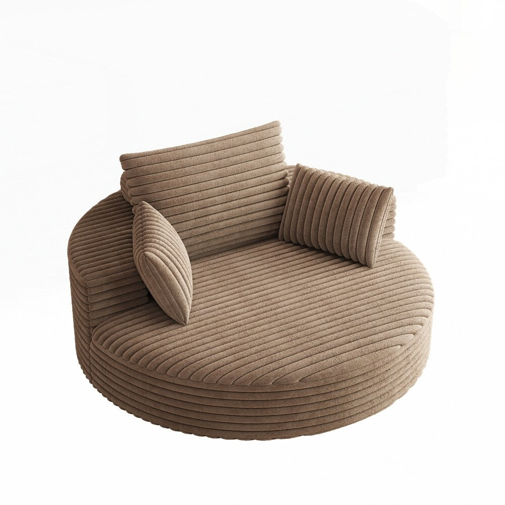 360 Degree Swivel Chair Corduroy Chenille Foam Single Sofa