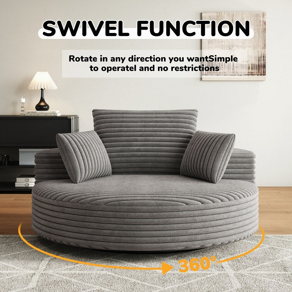 360 Degree Swivel Chair Corduroy Chenille Foam Single Sofa