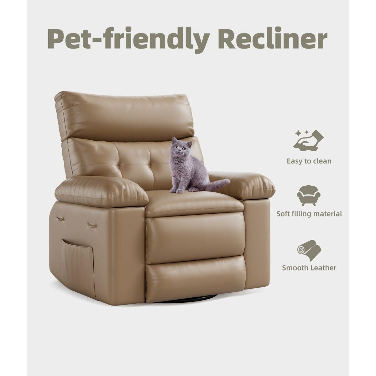 360° Swivel Oversized Recliner Chairs with Heat and Massage - Lazy Recliner Chair