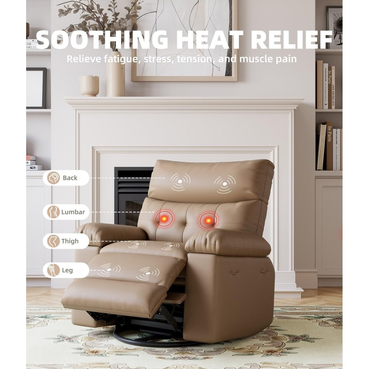 360° Swivel Oversized Recliner Chairs with Heat and Massage - Lazy Recliner Chair