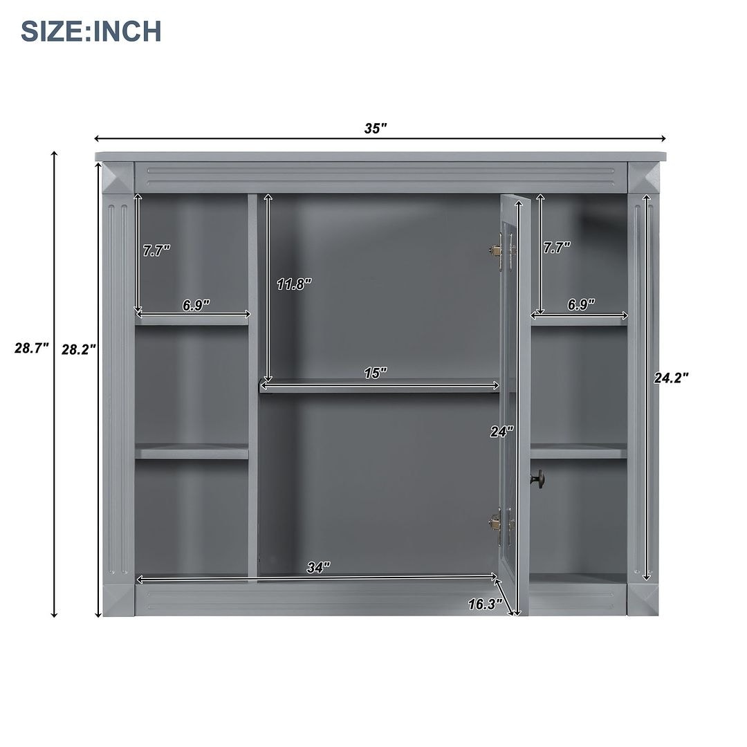 36'' Modern Bathroom Vanity with Top Sink and Mirror Cabinet,2 Doors and 2 Drawers