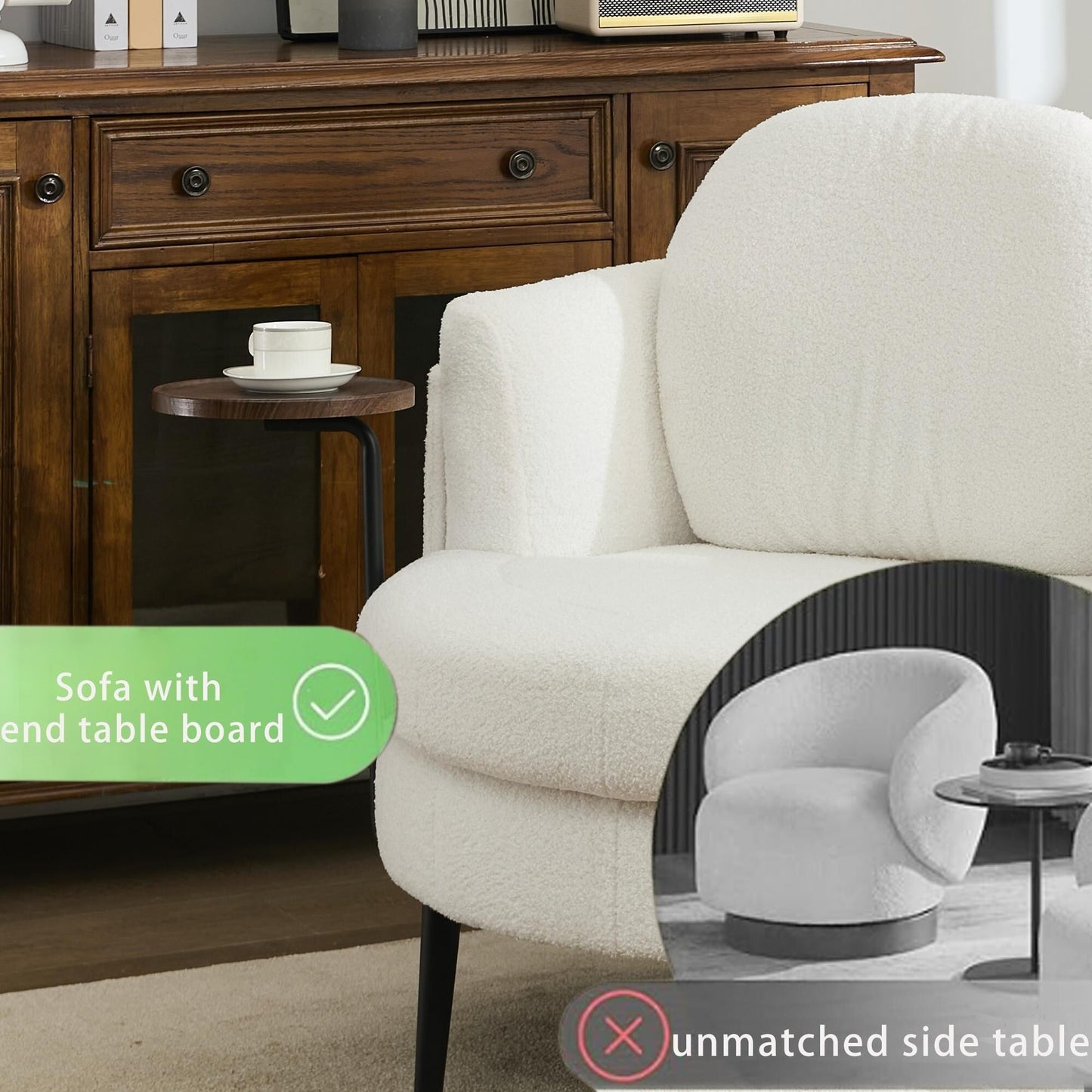 42.5 Single Sofa Chair with Cresent-Shaped Movable Footstool