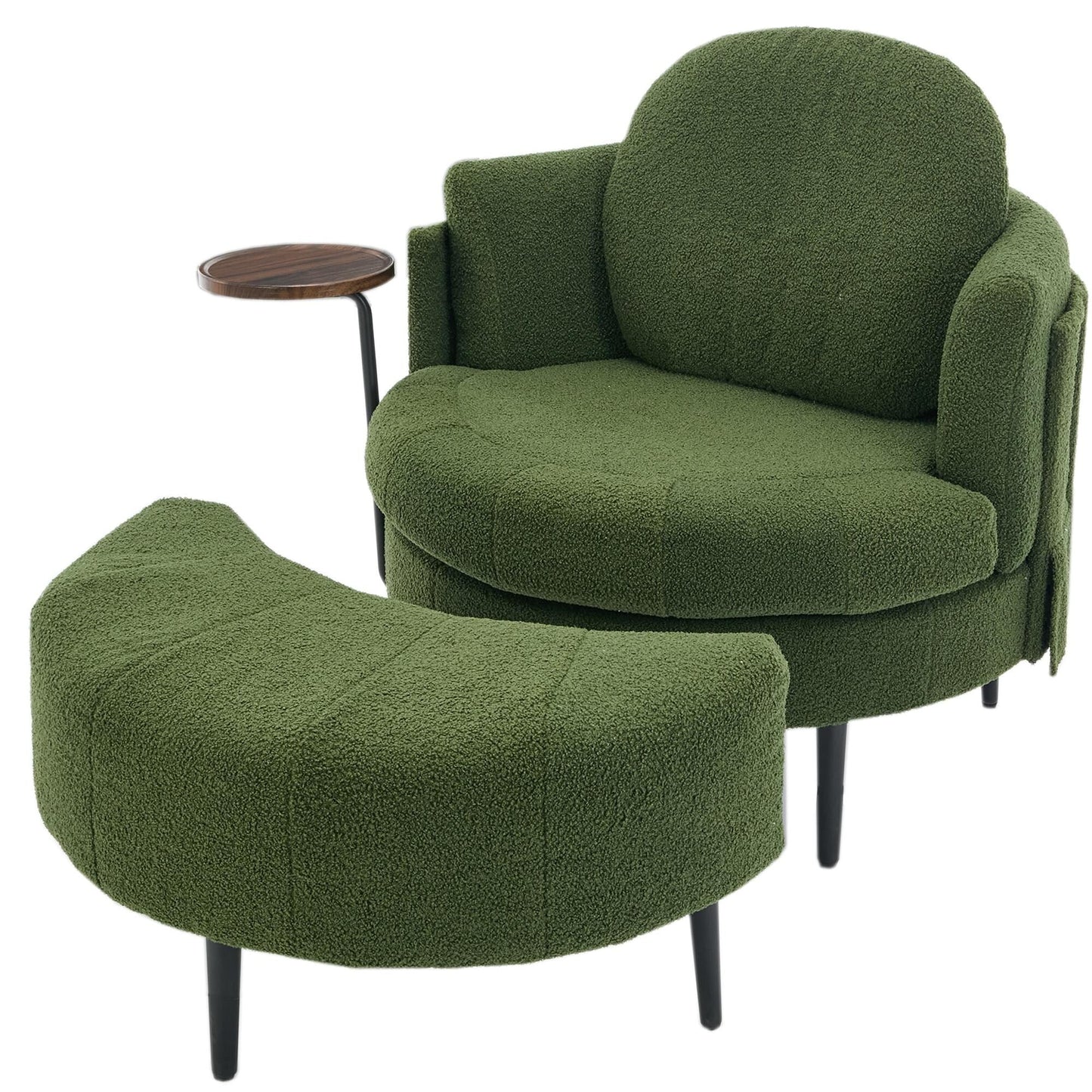 42.5 Single Sofa Chair with Cresent-Shaped Movable Footstool