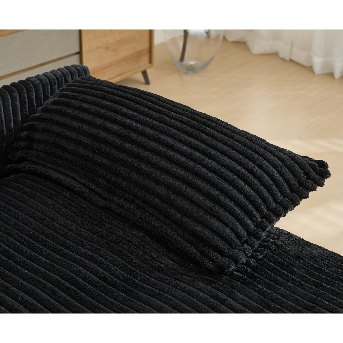 54.75 W Oversized Chaise Lounge Chair Fluffy Cushioned Sofa Bed with 2 Pillows