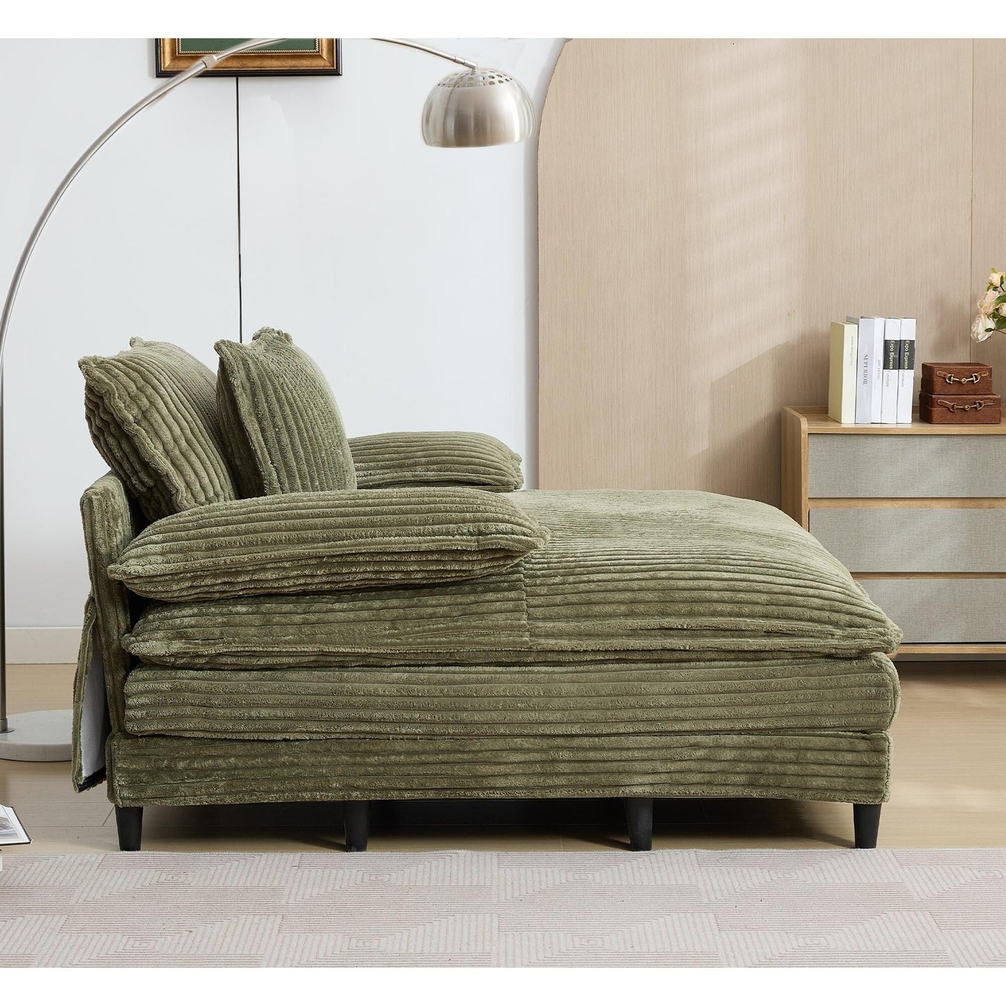 54.75 W Oversized Chaise Lounge Chair Fluffy Cushioned Sofa Bed with 2 Pillows