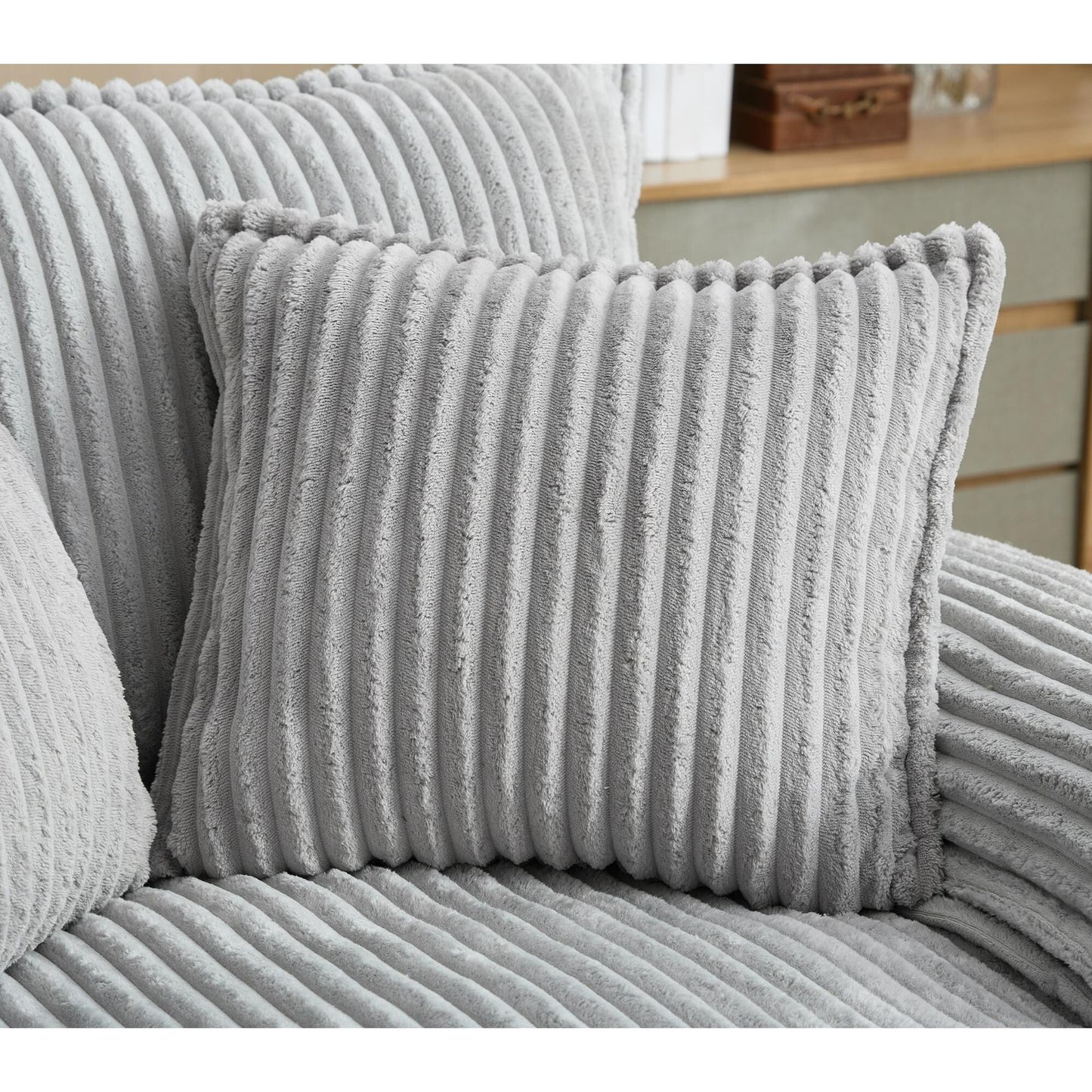 54.75 W Oversized Chaise Lounge Chair Fluffy Cushioned Sofa Bed with 2 Pillows