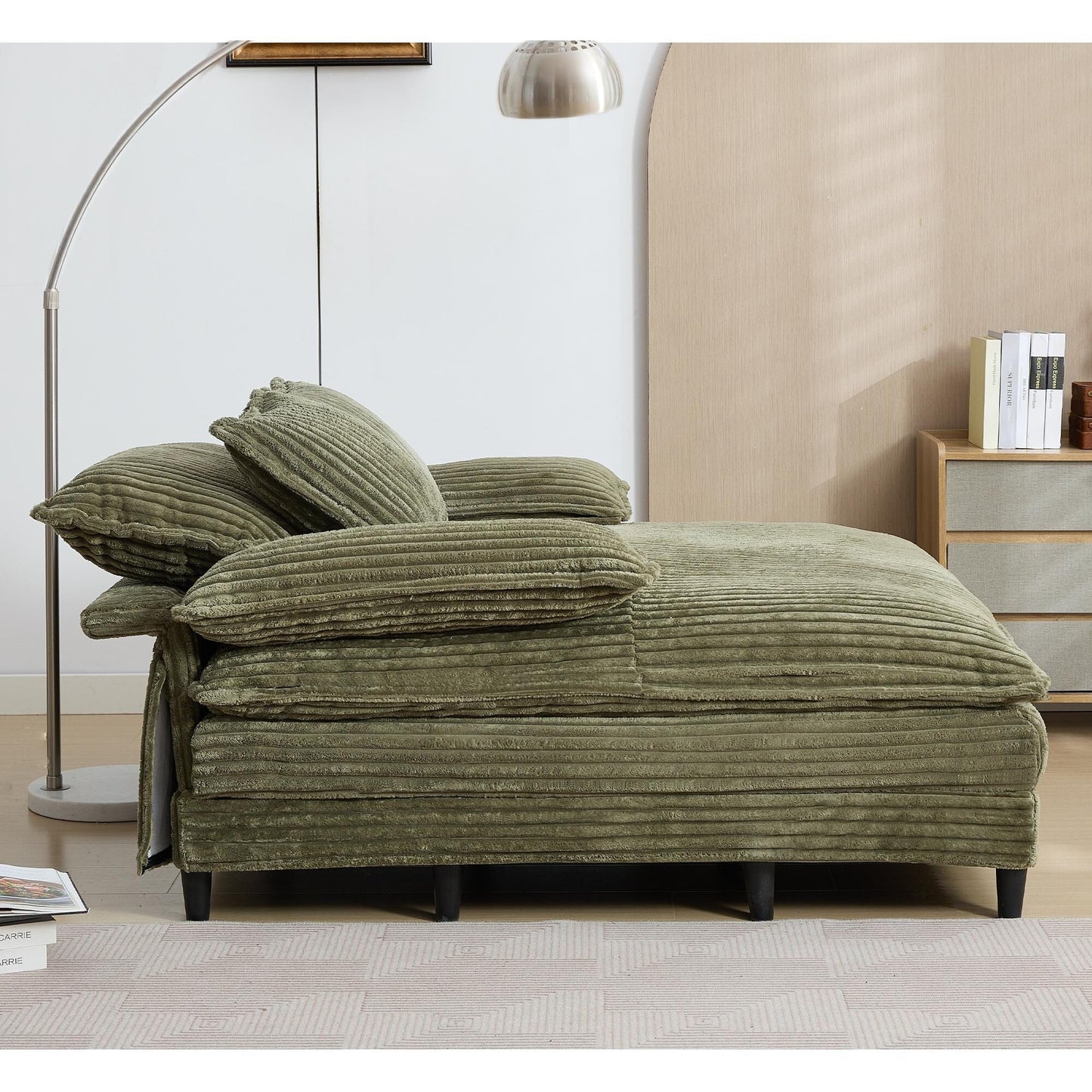 54.75 W Oversized Chaise Lounge Chair Fluffy Cushioned Sofa Bed with 2 Pillows