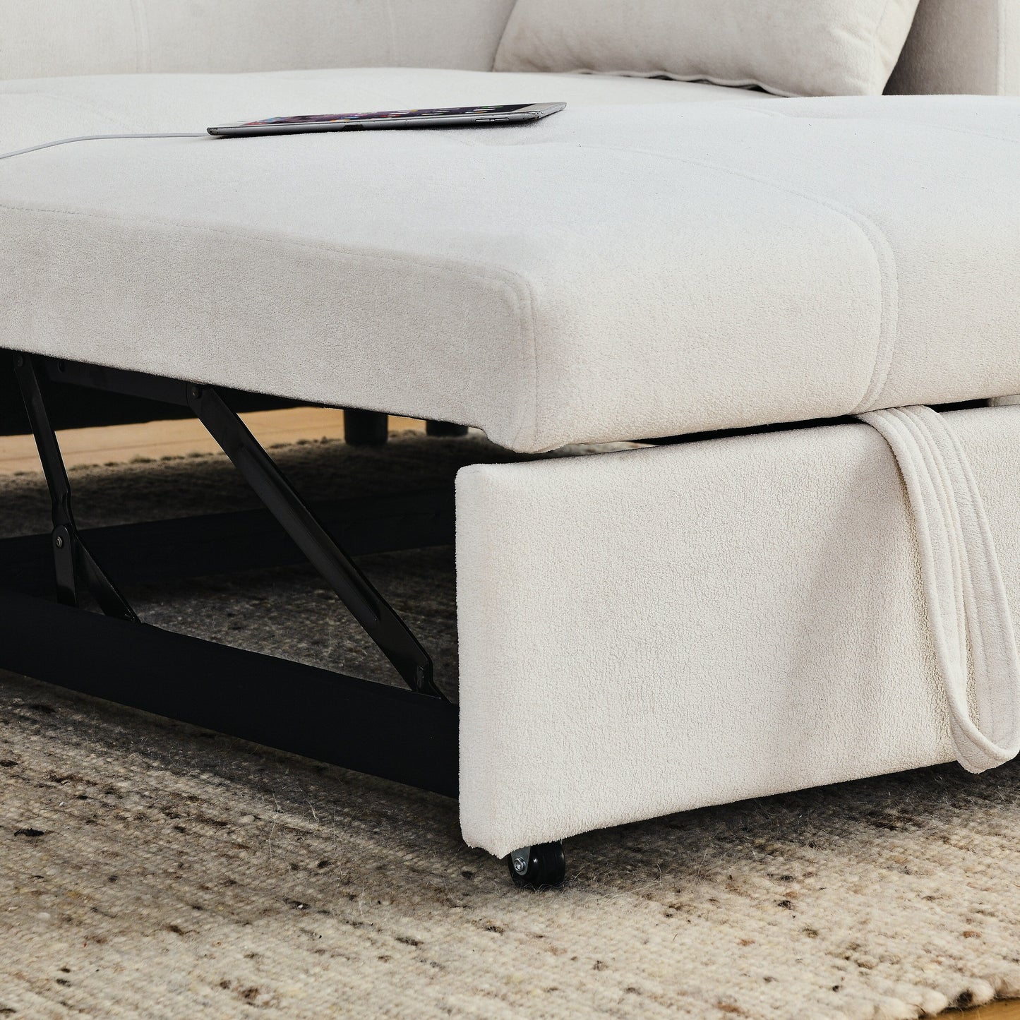 54 Pull-Out Sleeper Sofa Bed Double Seat Recliner Sofa Bed