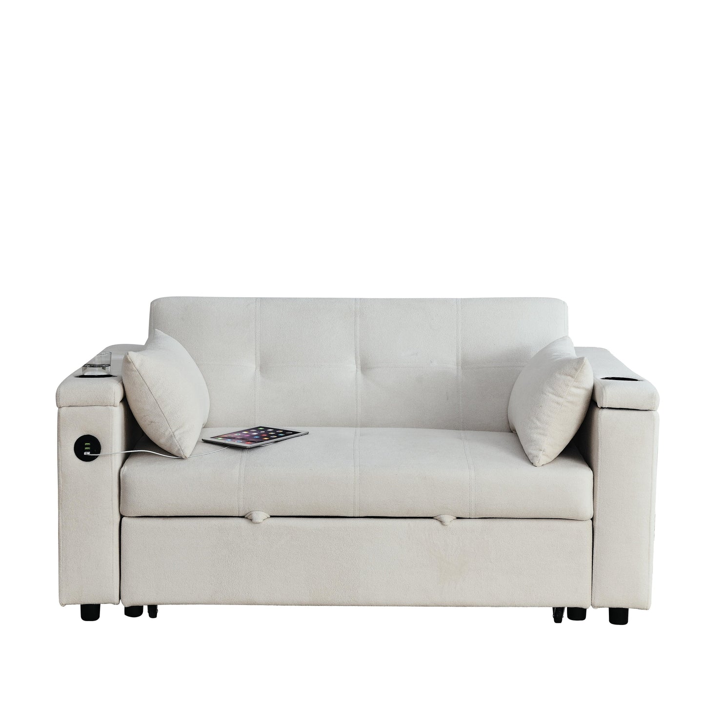 54 Pull-Out Sleeper Sofa Bed Double Seat Recliner Sofa Bed