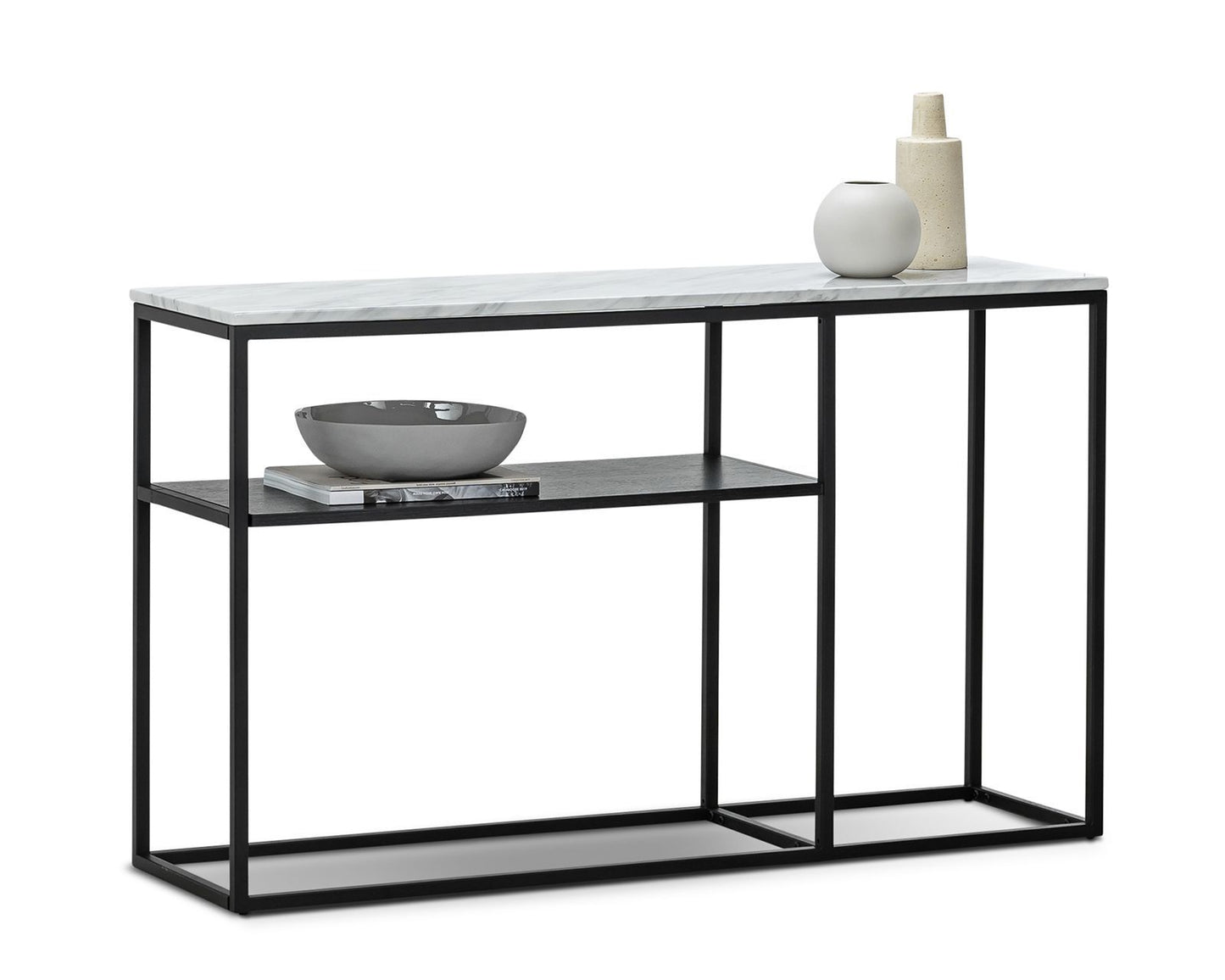 Brink 1.3m White Marble Console Table - Black