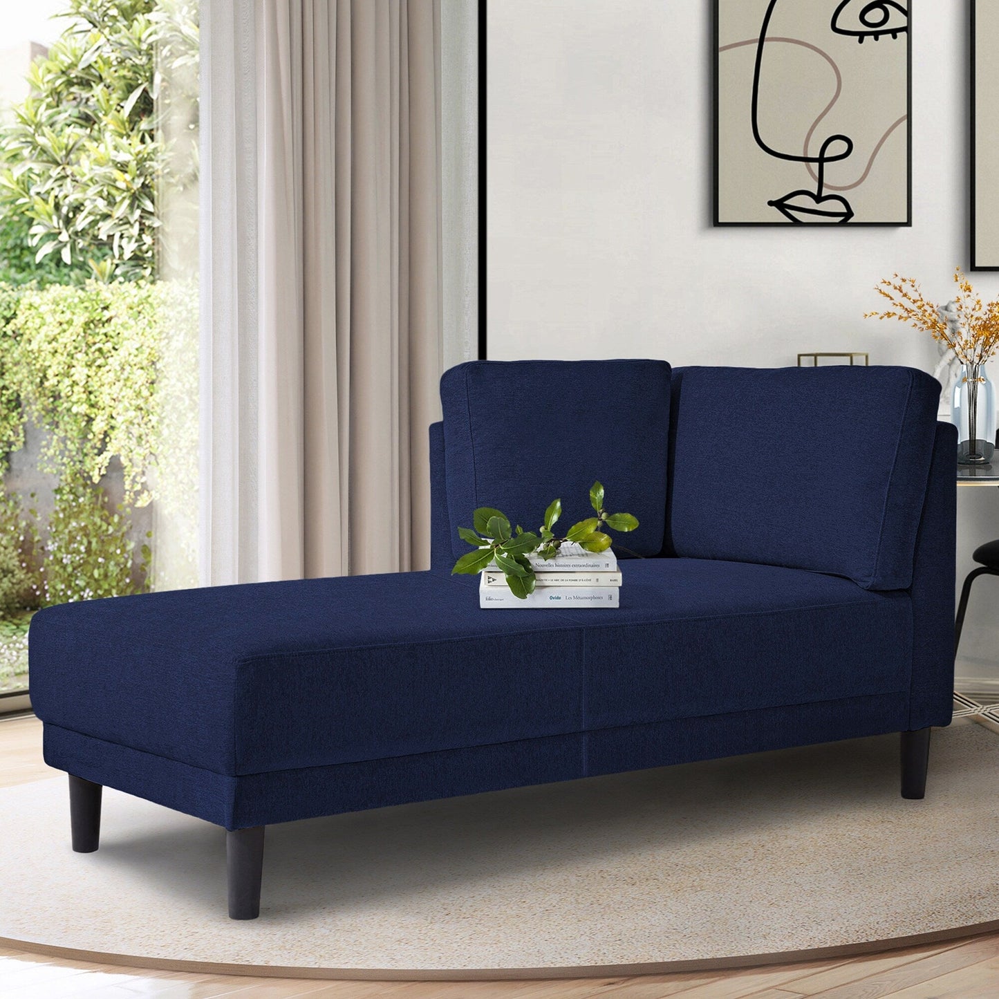 65 Modern Linen Corner Chaise Lounge with Removable Cushions, Sleeper Sofa Bed, Leisure Sofa, Upholstered Chaise Lounge