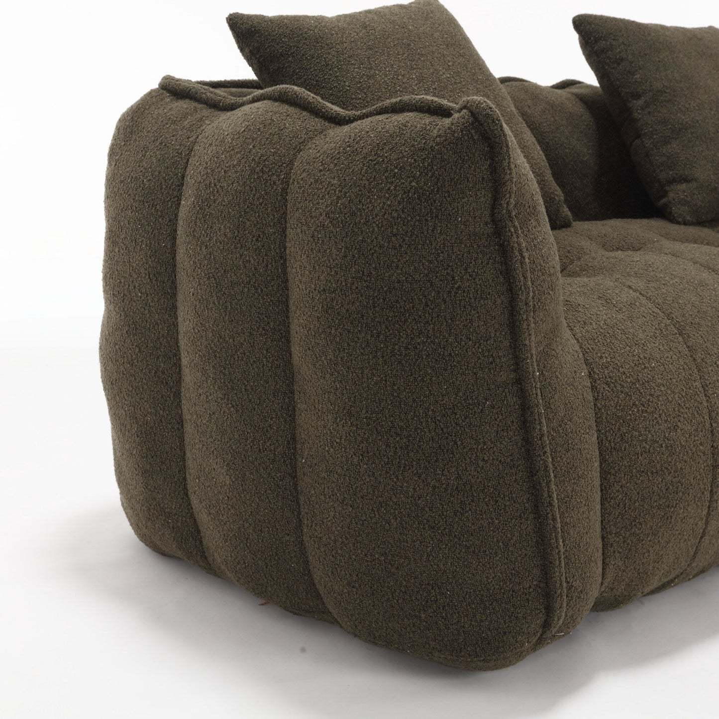 66 Chenille Square Beanbag Chair with High-Resilience Foam Core, Armrests and Handle