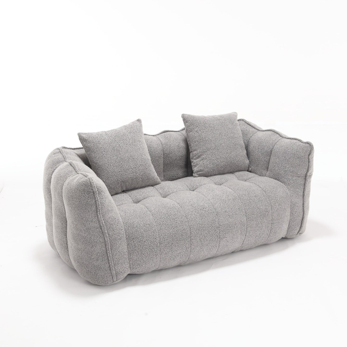 66 Chenille Square Beanbag Chair with High-Resilience Foam Core, Armrests and Handle