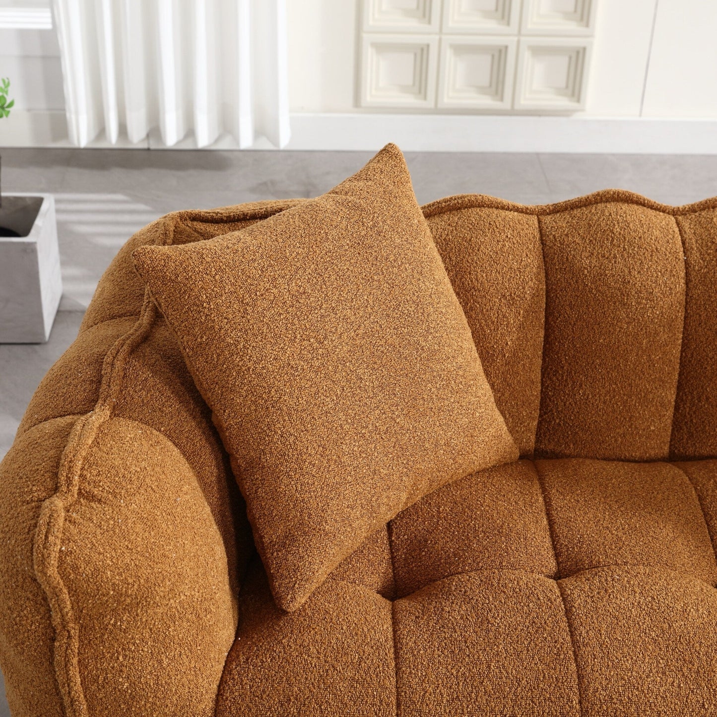 66 Chenille Square Beanbag Chair with High-Resilience Foam Core, Armrests and Handle