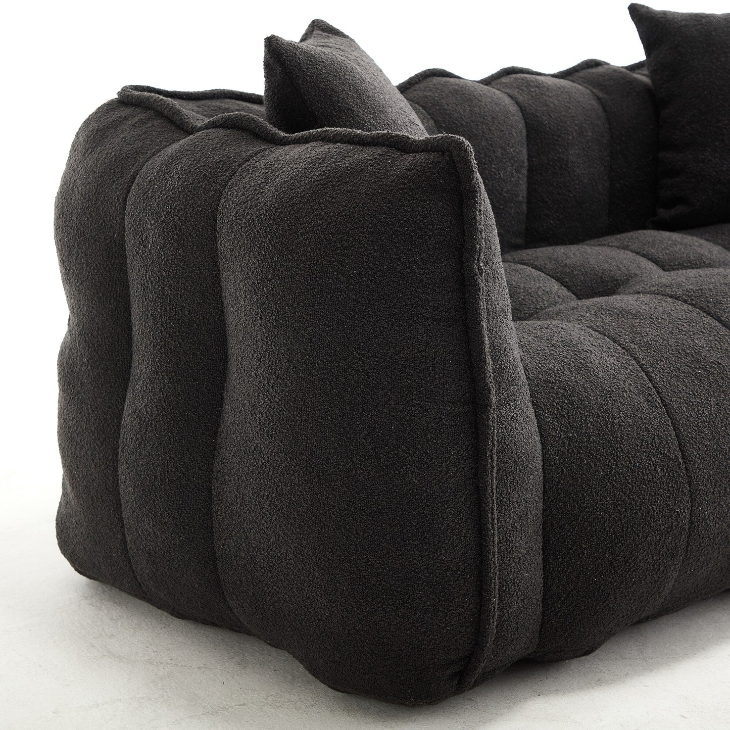66 Chenille Square Beanbag Chair with High-Resilience Foam Core, Armrests and Handle