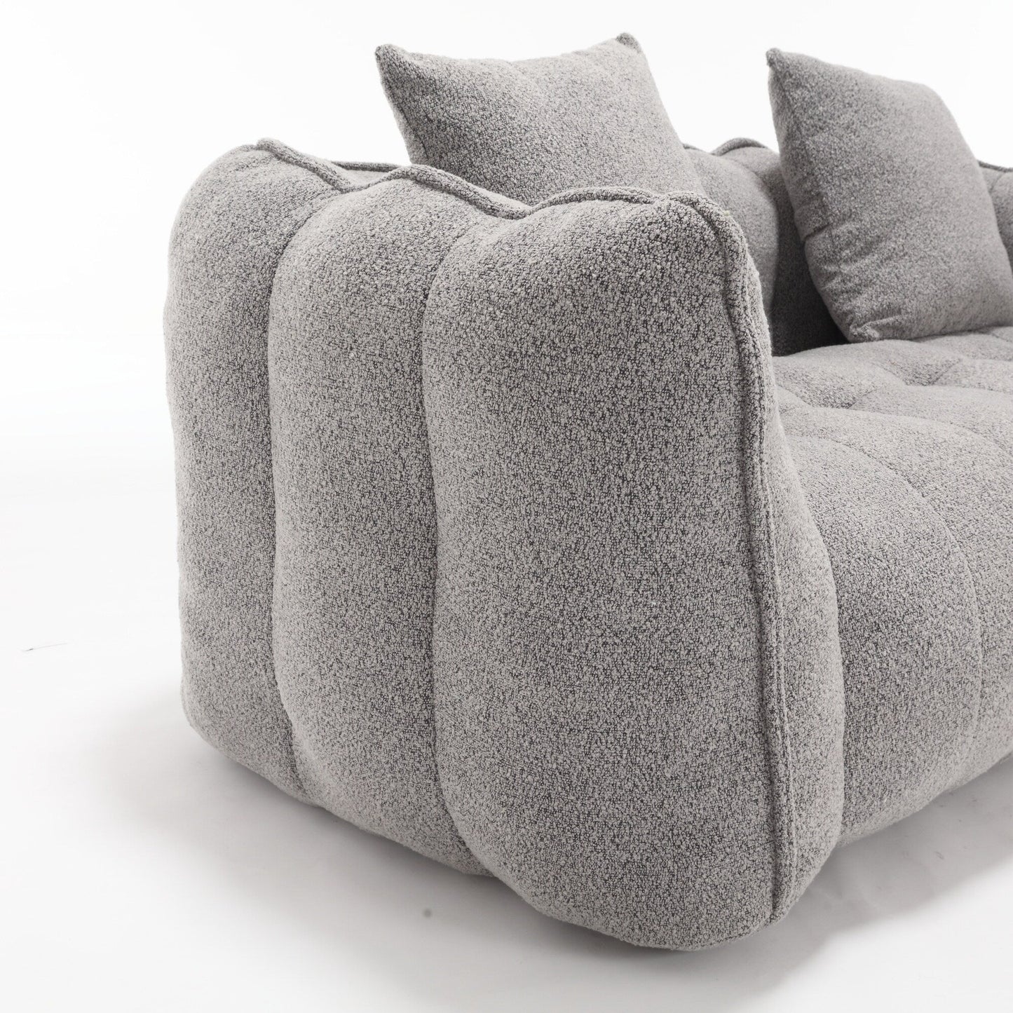 66 Chenille Square Beanbag Chair with High-Resilience Foam Core, Armrests and Handle