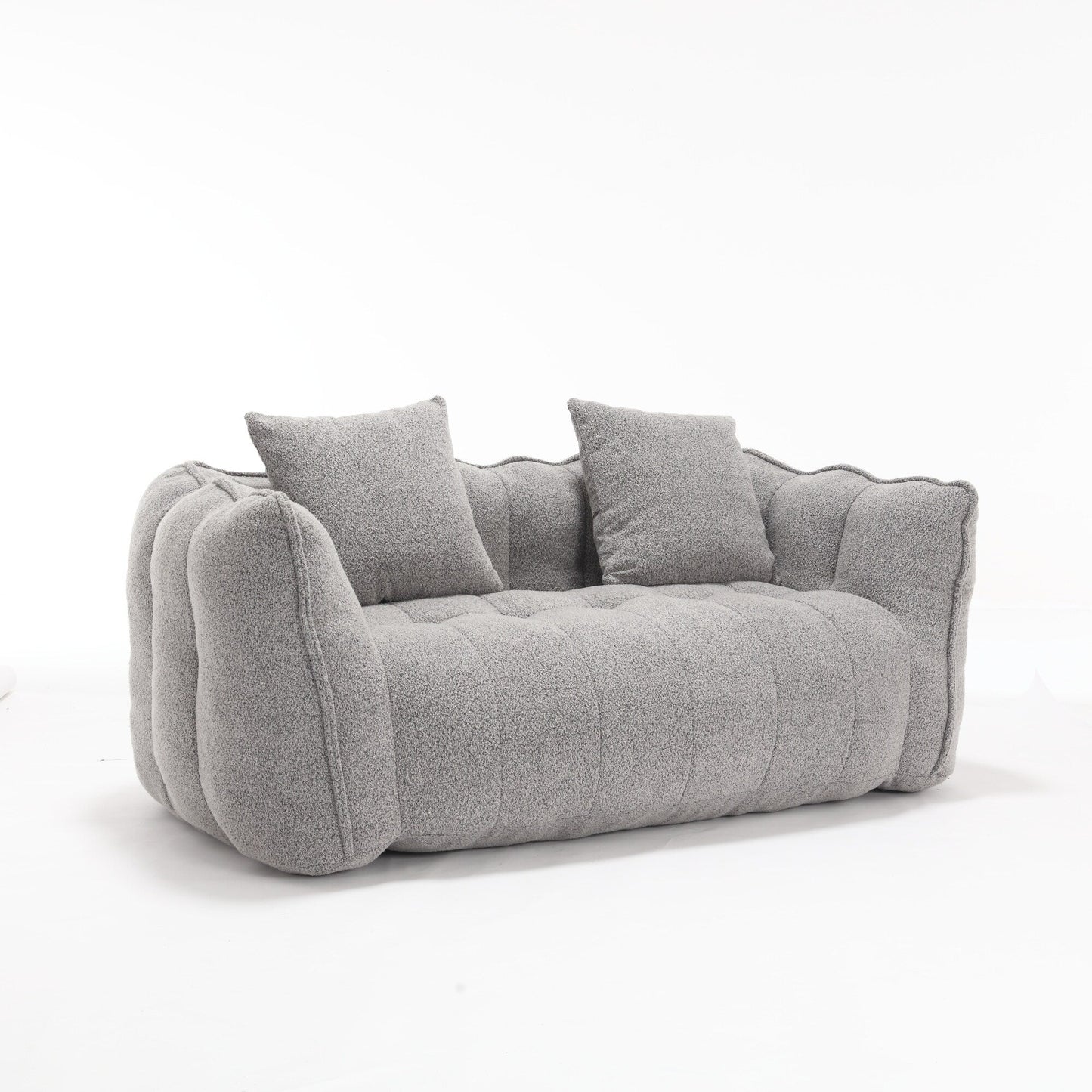 66 Chenille Square Beanbag Chair with High-Resilience Foam Core, Armrests and Handle
