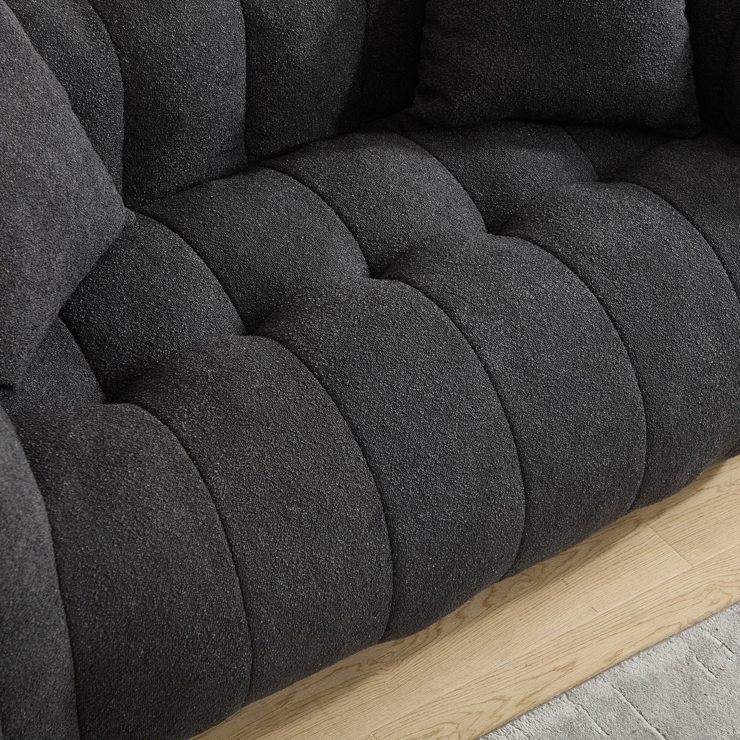 66 Chenille Square Beanbag Chair with High-Resilience Foam Core, Armrests and Handle