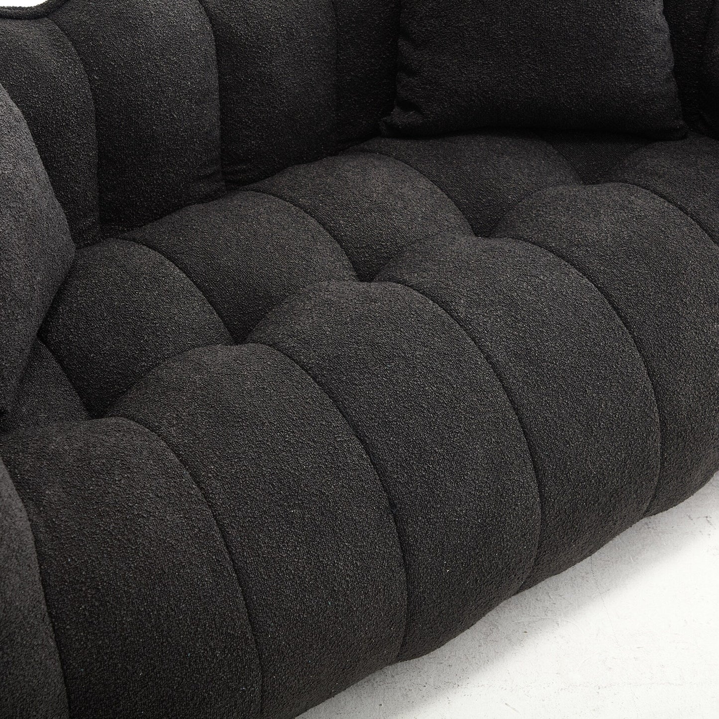 66 Chenille Square Beanbag Chair with High-Resilience Foam Core, Armrests and Handle