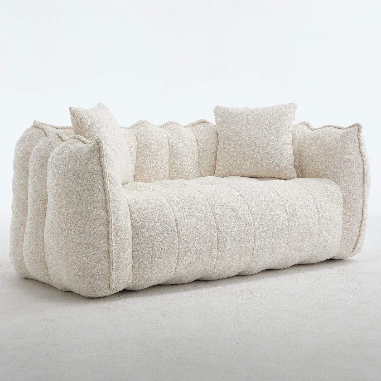 66 Chenille Square Beanbag Chair with High-Resilience Foam Core, Armrests and Handle