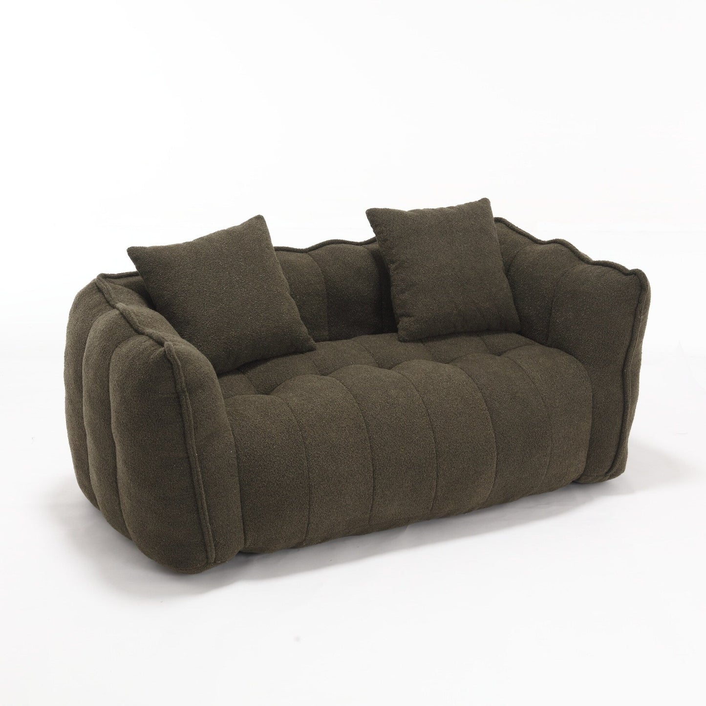 66 Chenille Square Beanbag Chair with High-Resilience Foam Core, Armrests and Handle