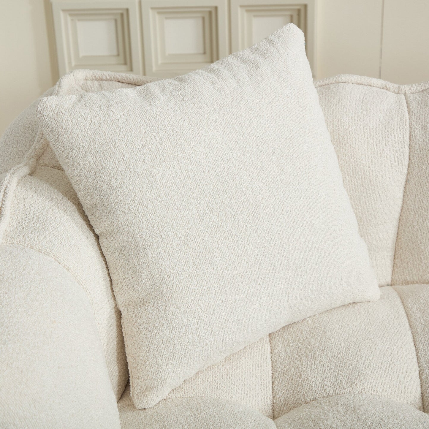 66 Chenille Square Beanbag Chair with High-Resilience Foam Core, Armrests and Handle