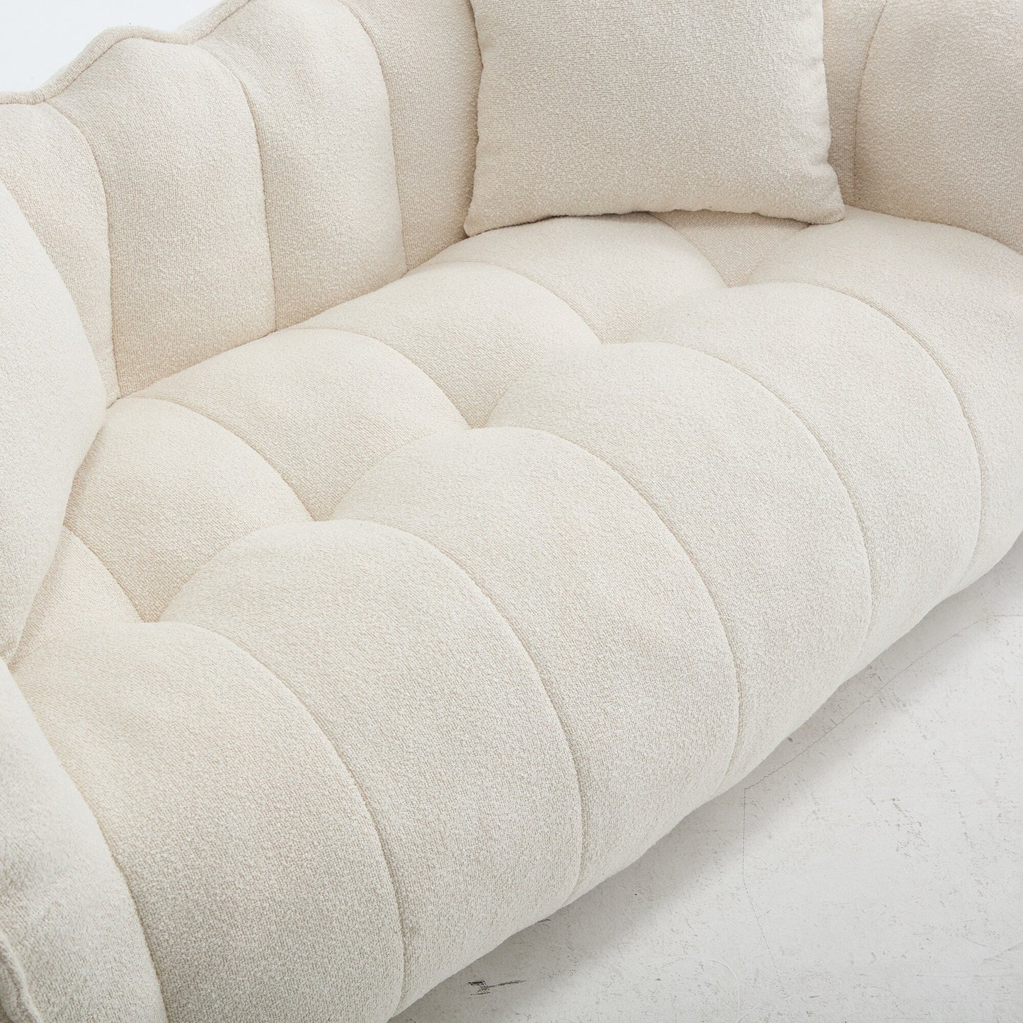 66 Chenille Square Beanbag Chair with High-Resilience Foam Core, Armrests and Handle