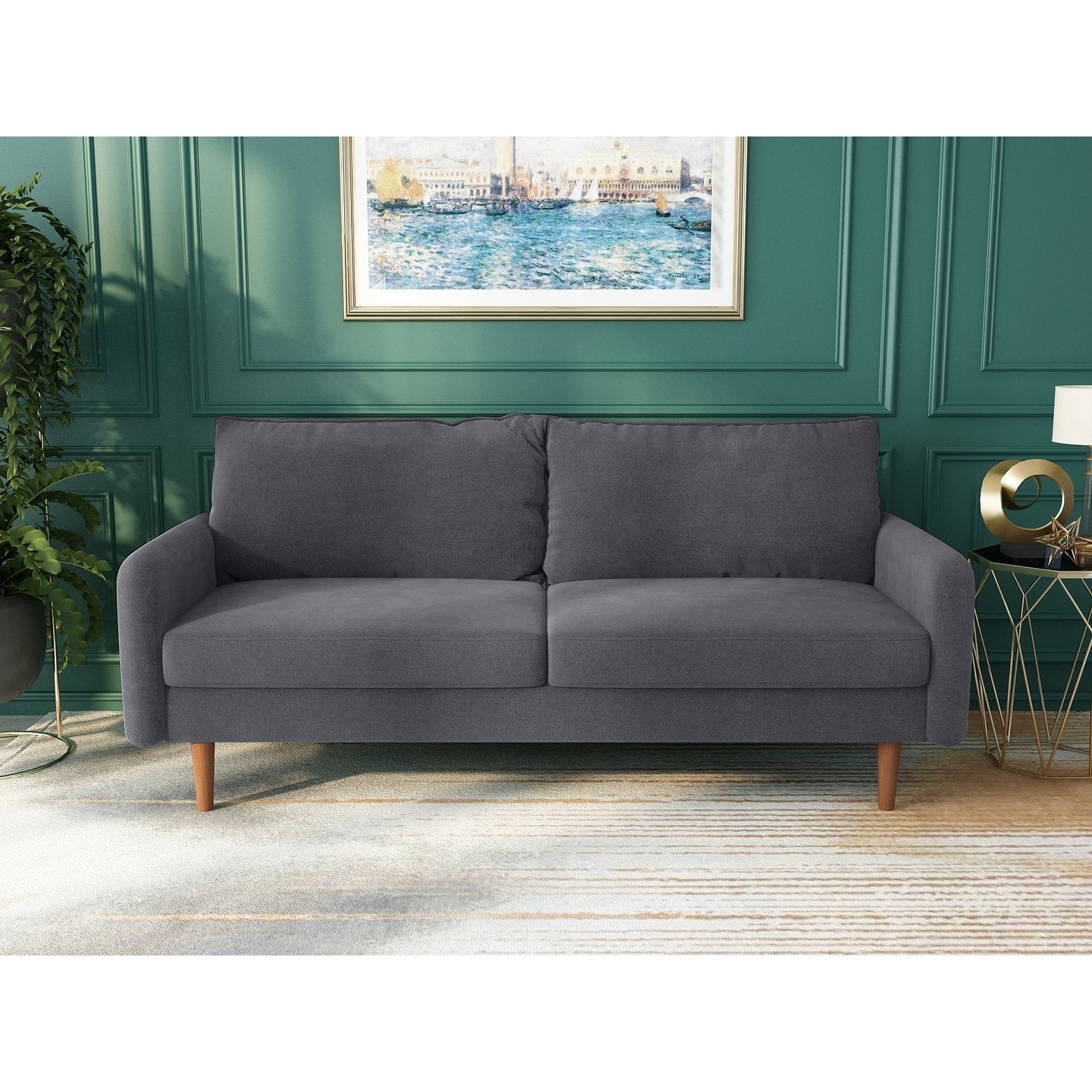70''Velvet Square Arm Sofa